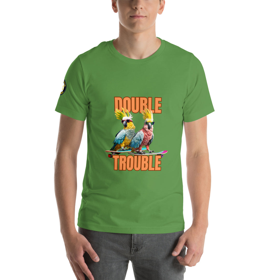 Unisex "Double Trouble" with sleeve logo print regular fit t-shirt 13 colors XS-5XL--MRT14