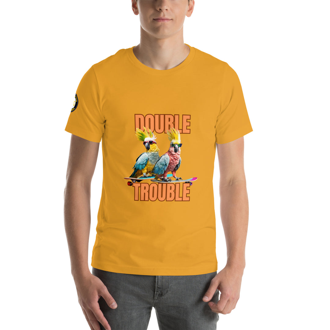 Unisex "Double Trouble" with sleeve logo print regular fit t-shirt 13 colors XS-5XL--MRT14