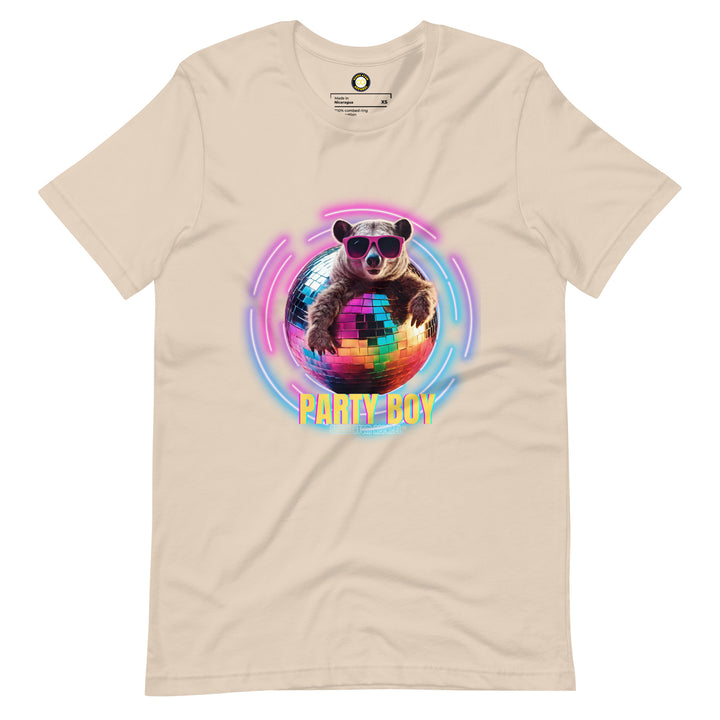 ユニセックス「パーティーボーイ」Tシャツ モダンデザイン レギュラーフィット 13色 XS-5XL--MRT04