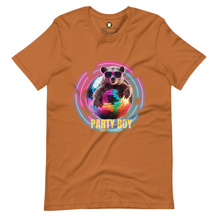ユニセックス「パーティーボーイ」Tシャツ モダンデザイン レギュラーフィット 13色 XS-5XL--MRT04